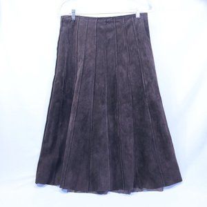 Arleen Bowman Suede Skirt Dark Brown – Size L